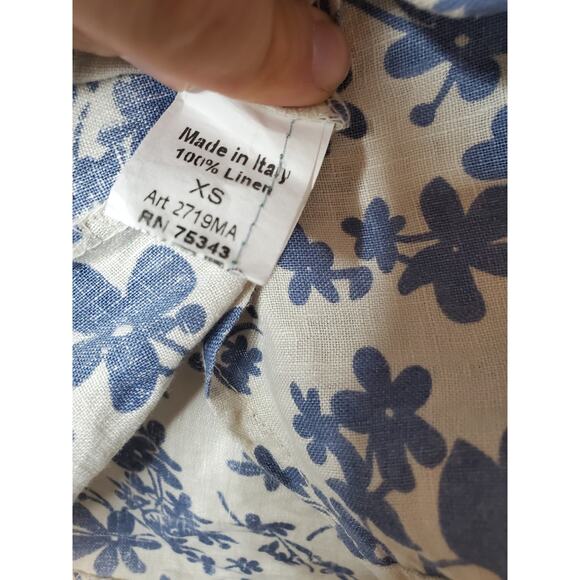 Terzo Millennio Blue Floral 100% Linen Pull-On Dress, XS, NWT - Picture 6 of 7